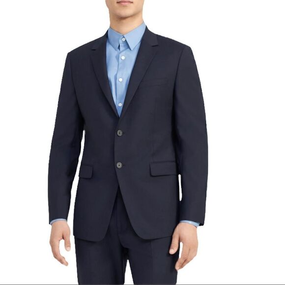 Theory Navy Wool Blend Two-Button Blazer Jacket Size 40R Men’s Suit Coat - Picture 14 of 15